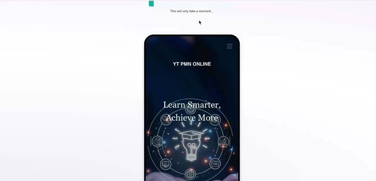 The mobile preview of an Airo-generated Coming Soon page, showing the AI-written headline and themed icon set.