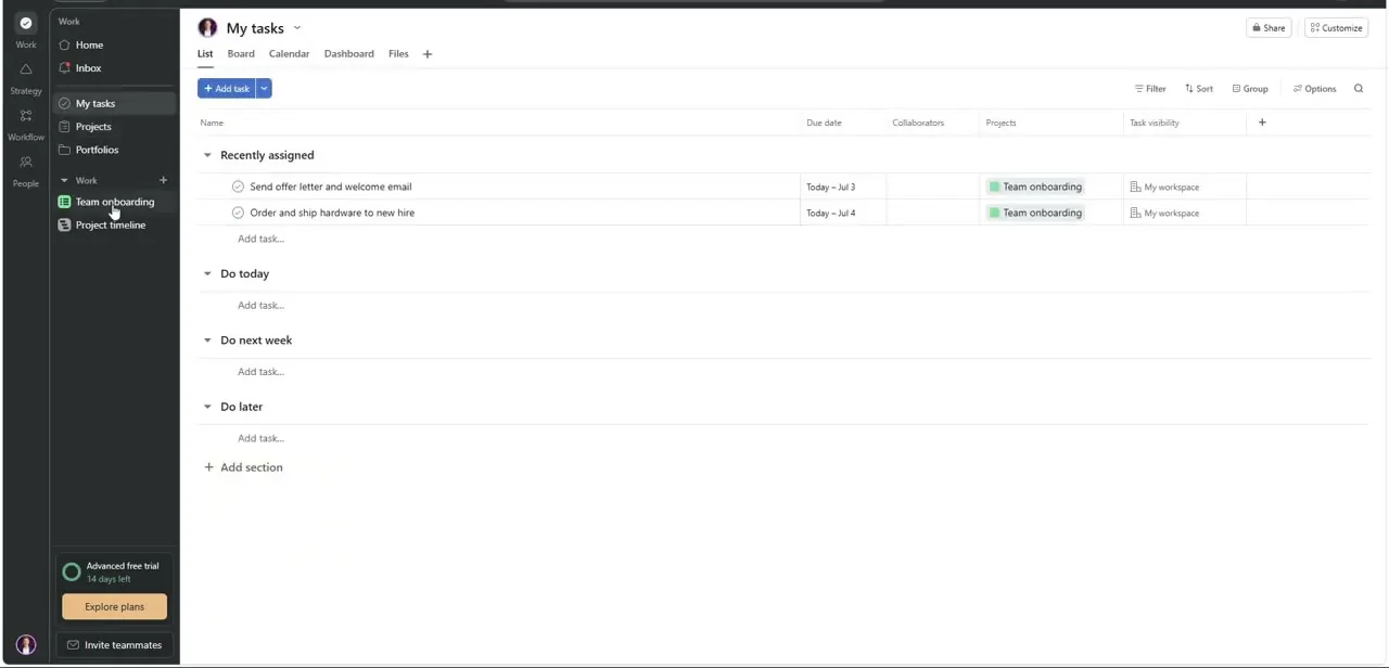 My tasks collects everything assigned to you into Recently assigned, Do today, Do next week, and Do later groups.