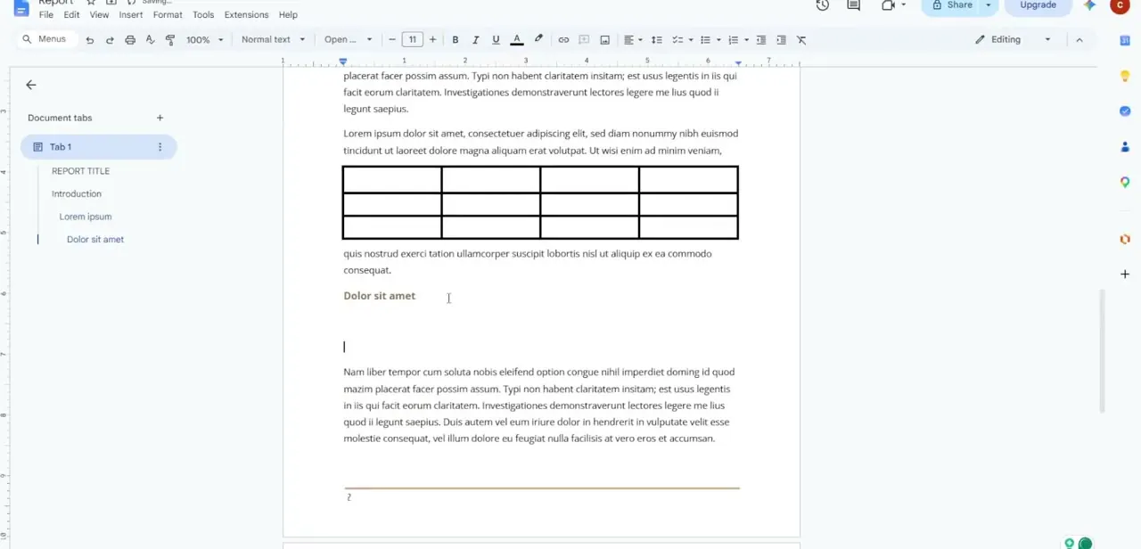 A document open in the editor with the ruler visible along the top edge — the same ruler used later to drag column width handles once multi-column formatting is applied.