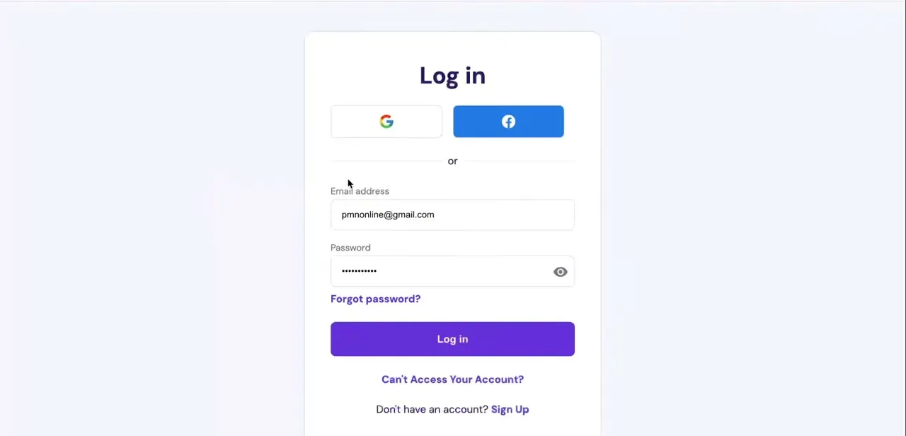 The Hostinger login screen, the entry point to hPanel.