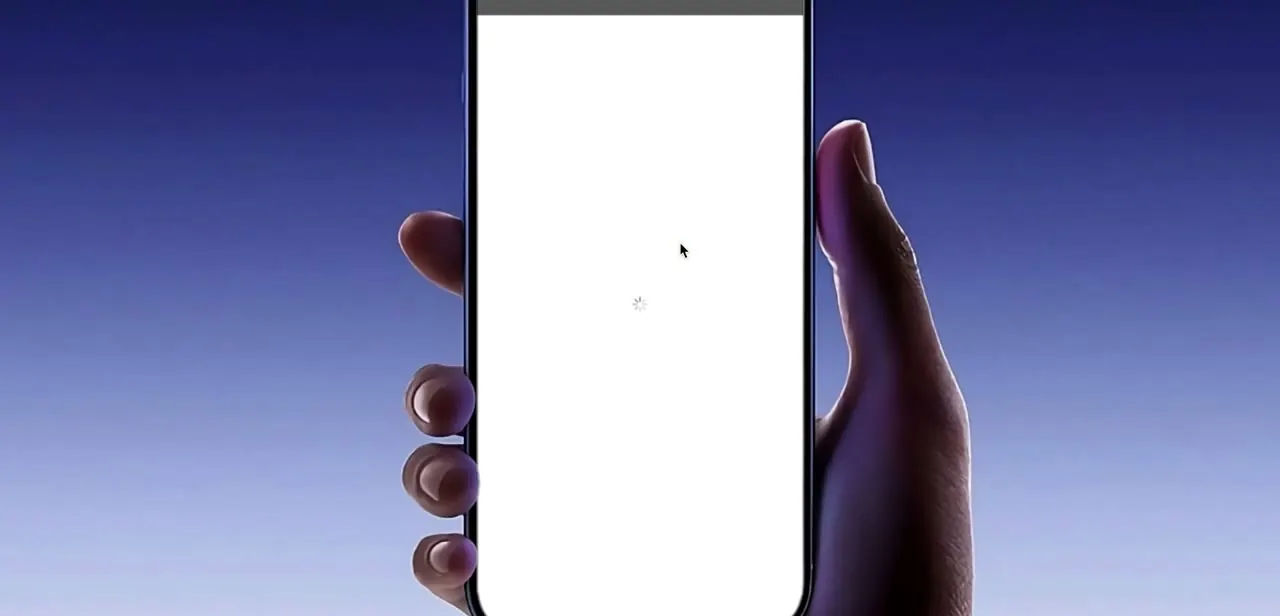 The blank loading screen Instagram can show mid-handoff to Spotify on a stalled first attempt.