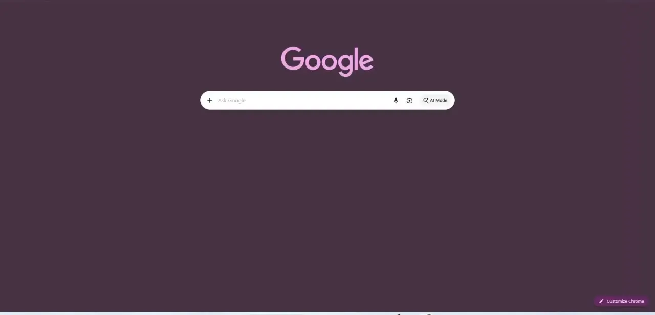 A Chrome new tab page with a custom theme applied — normal behavior, but worth checking under Appearance settings if the layout looks unexpectedly different.