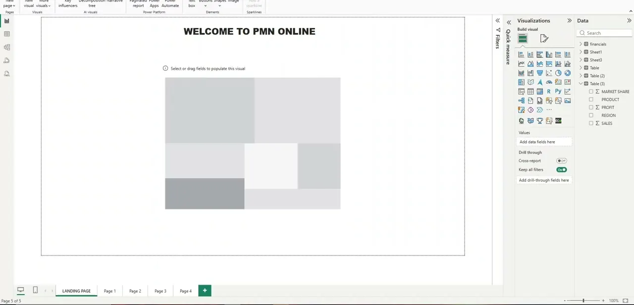The landing page with a title added above the placeholder visual, giving the page a clear point of entry before any data is shown.